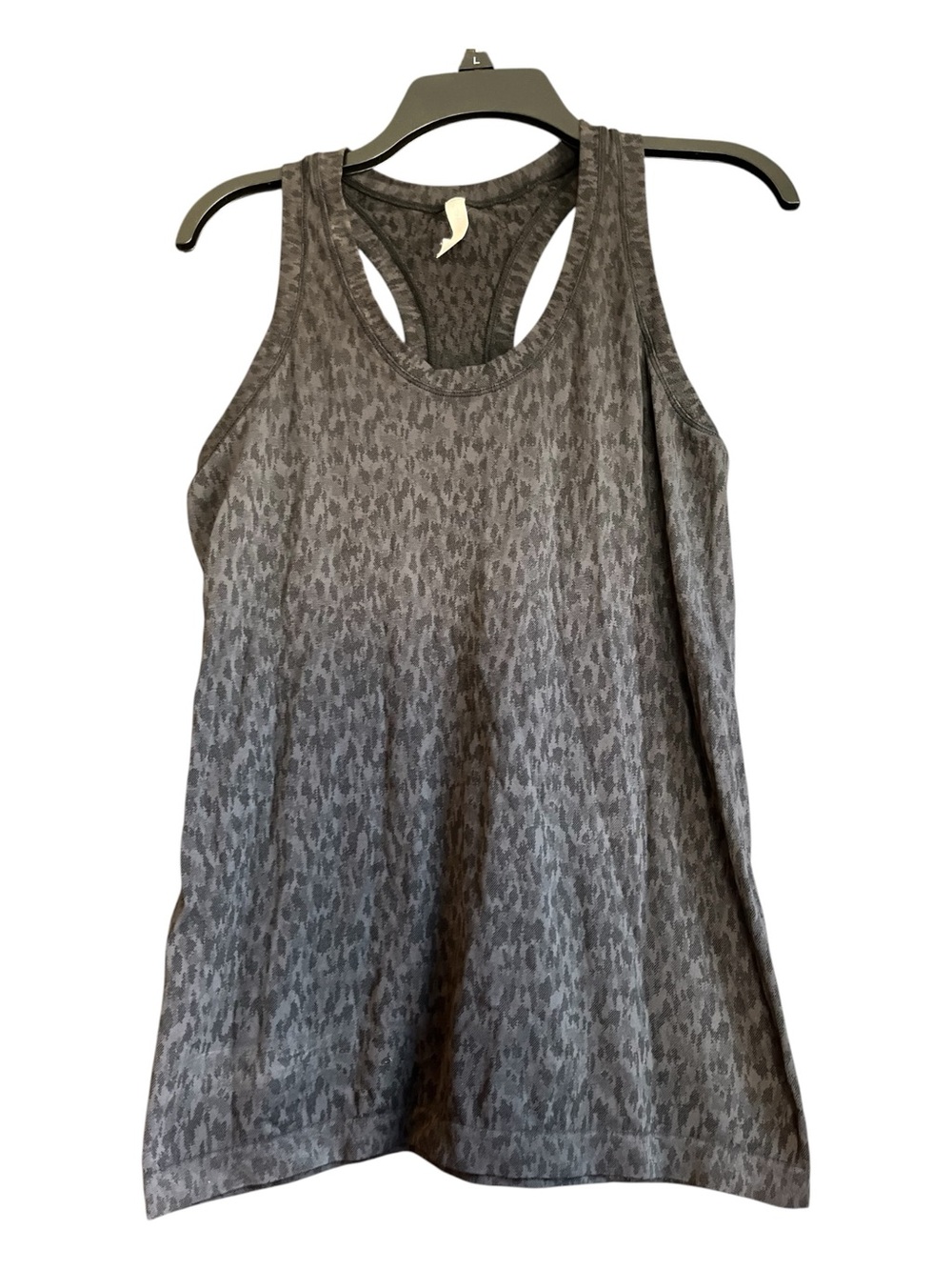 Athleta Momentum Allure Seamless Racerback Workout Tank M Black/Gray Leopard